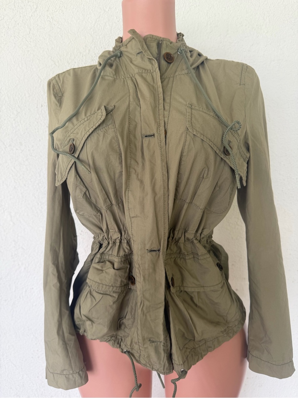 LOFT Olive Utility Drawstring Jacket